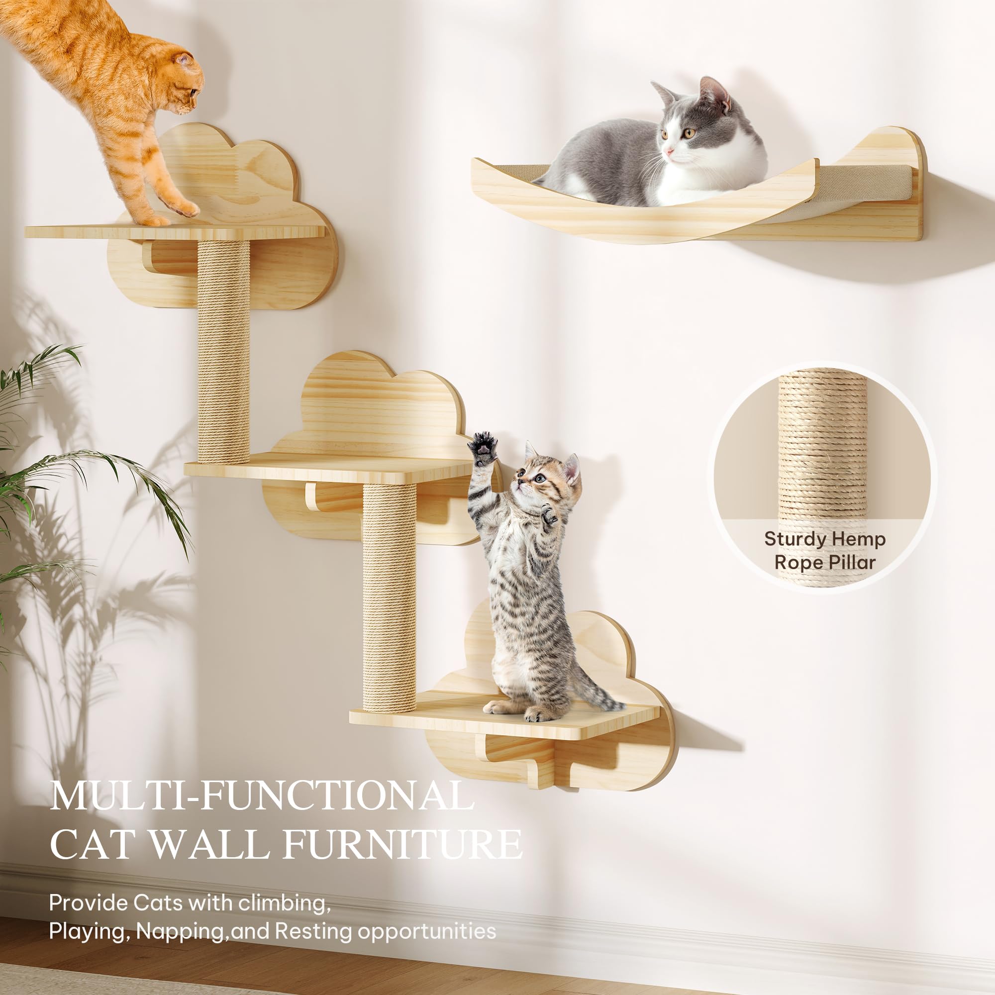 Snapklik.com : YITAHOME Solid Wood Cat Wall Shelves And Perches For