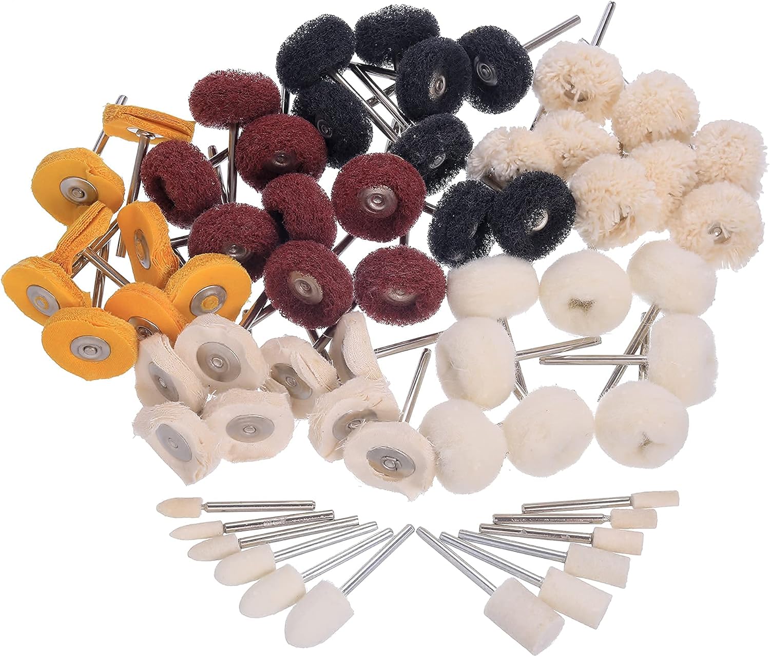 Mixiflor 60 Pack 1 inch Abrasive Wheel Buffing Polishing Wheel Set For Rotary Tool - 25mm - - 