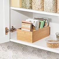 Vista 2 de mDesign Caja organizadora compacta de madera de bambú para almacenamiento de alimentos, 4 secciones divididas, soporte para paquetes de condimentos