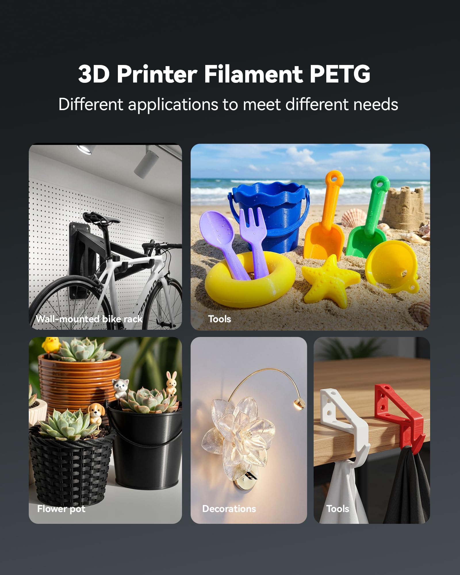 SUNLU Confezione di filamento PETG da 4 kg, maggiore tenacità, elevata resistenza agli urti, filamento per stampante 3D, per la maggior parte delle stampanti FDM, 1 kg per bobina, 4 rotoli, mezzanotte