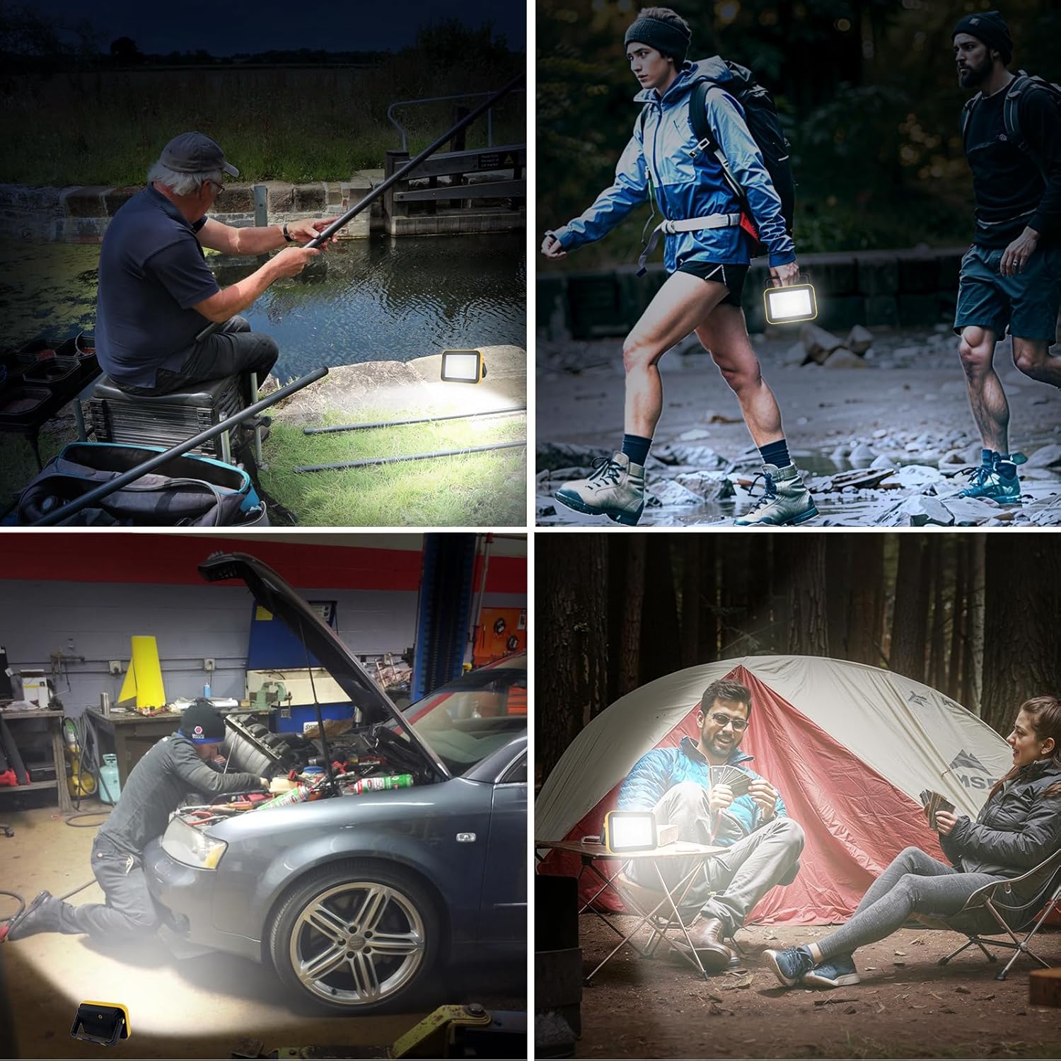 6 Pack Led Work Light Rechargeable Portable Work Light SMD LED Super Bright Flood Light Working Lamp Stand USB Cordless Battery Powered Worklight Tool for Outdoor Camping