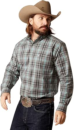 Ariat: Men Team Logo Pink Twill Classic Fit LS Shirt – La Raza