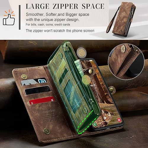 Miniatura 30 de SZHAIYU 2 in 1 Detachable for Samsung Galaxy S23 Ultra Wallet Case with Card Holder, Retro Premium Flip Leather Cover Magnetic Zipper Pocket Phone