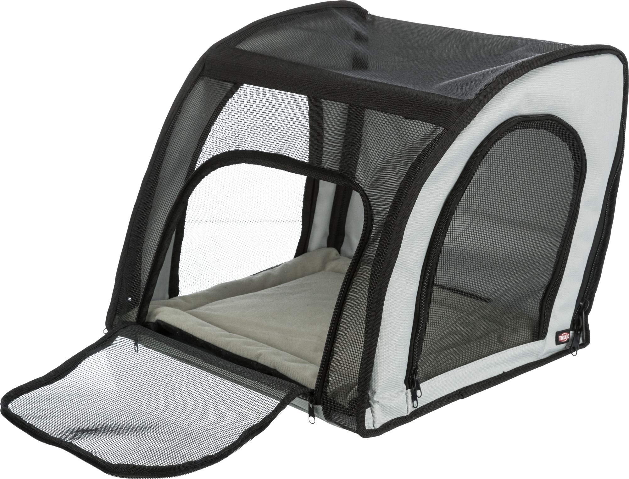 Trixie - Asiento para Coche 44 × 37 × 40 cm, Gris Negro, Funda Protectora para Perros, Fácil de Instalar, Comodidad y Seguridad en Viajes en Coche