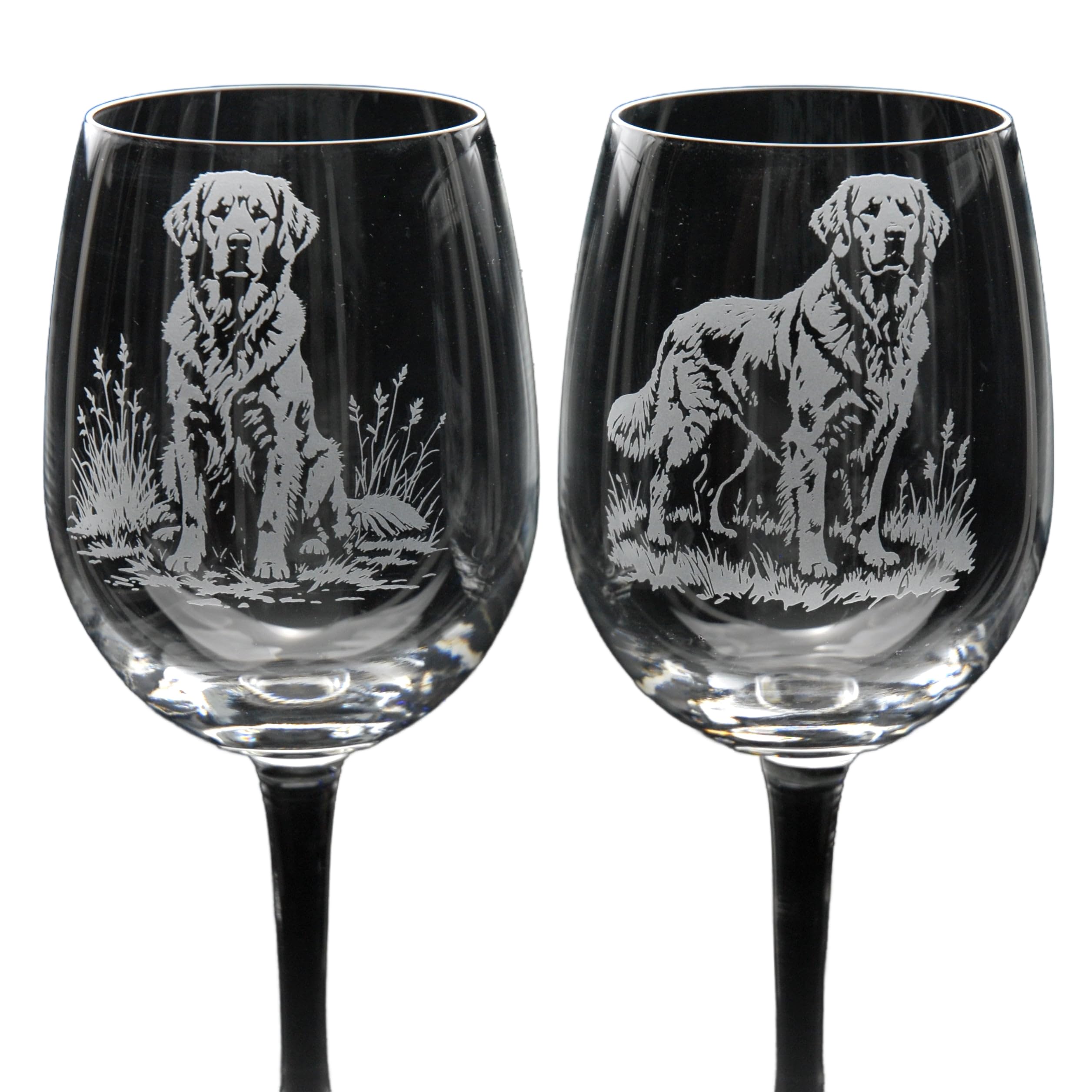 GLYPTIC Glass Art Golden Retriever Dog Placement Hand Etched/Engraved Crystal Wine Glass โ image 1