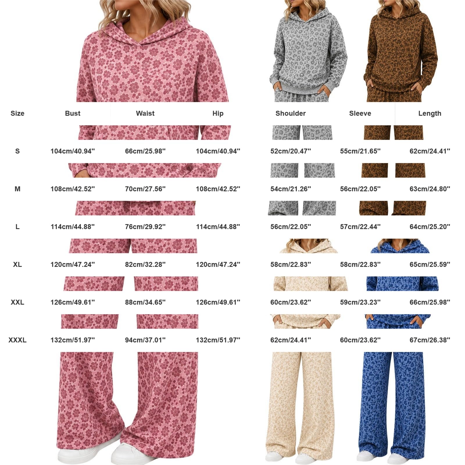 Generisch Set da jogging da donna, motivo Leone, set sportivo con cappuccio