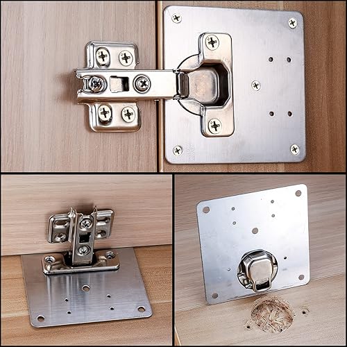Miniatura 3 de 8 Pcs Cabinet Hinge Repair Plates Kits, Kitchen Cupboard Door Hinge Repair Plates, Stainless Steel Hinge Repair Fixing Bracket Plate Kit with