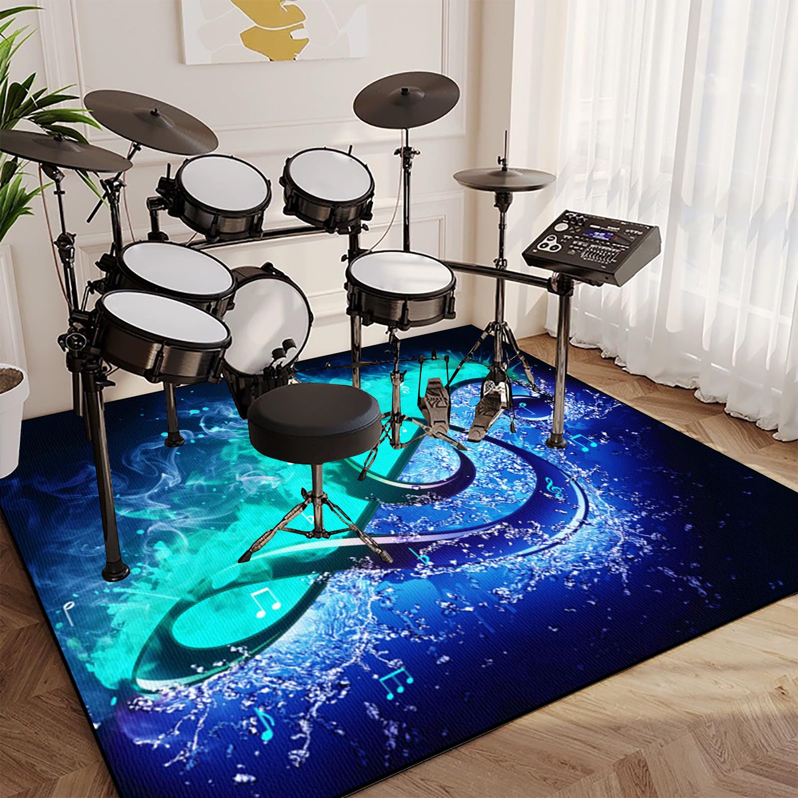 Tappetino per Batteria e Percussioni - Tappeto a Tamburo Insonorizzato - Tappeto per Batteria - Tappeti Rettangolari Antiscivolo per Batteria Elettroniche Rullante Acustica Grancassa 120 x 80 cm