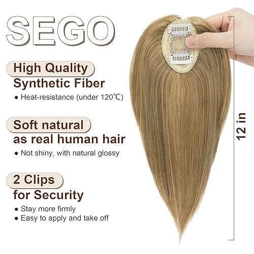 Miniatura 3 de SEGO Toppers para el cabello para mujer, pelucas sintéticas de 10 pulgadas para añadir volumen al cabello, piezas de cabello con clip, pelucas