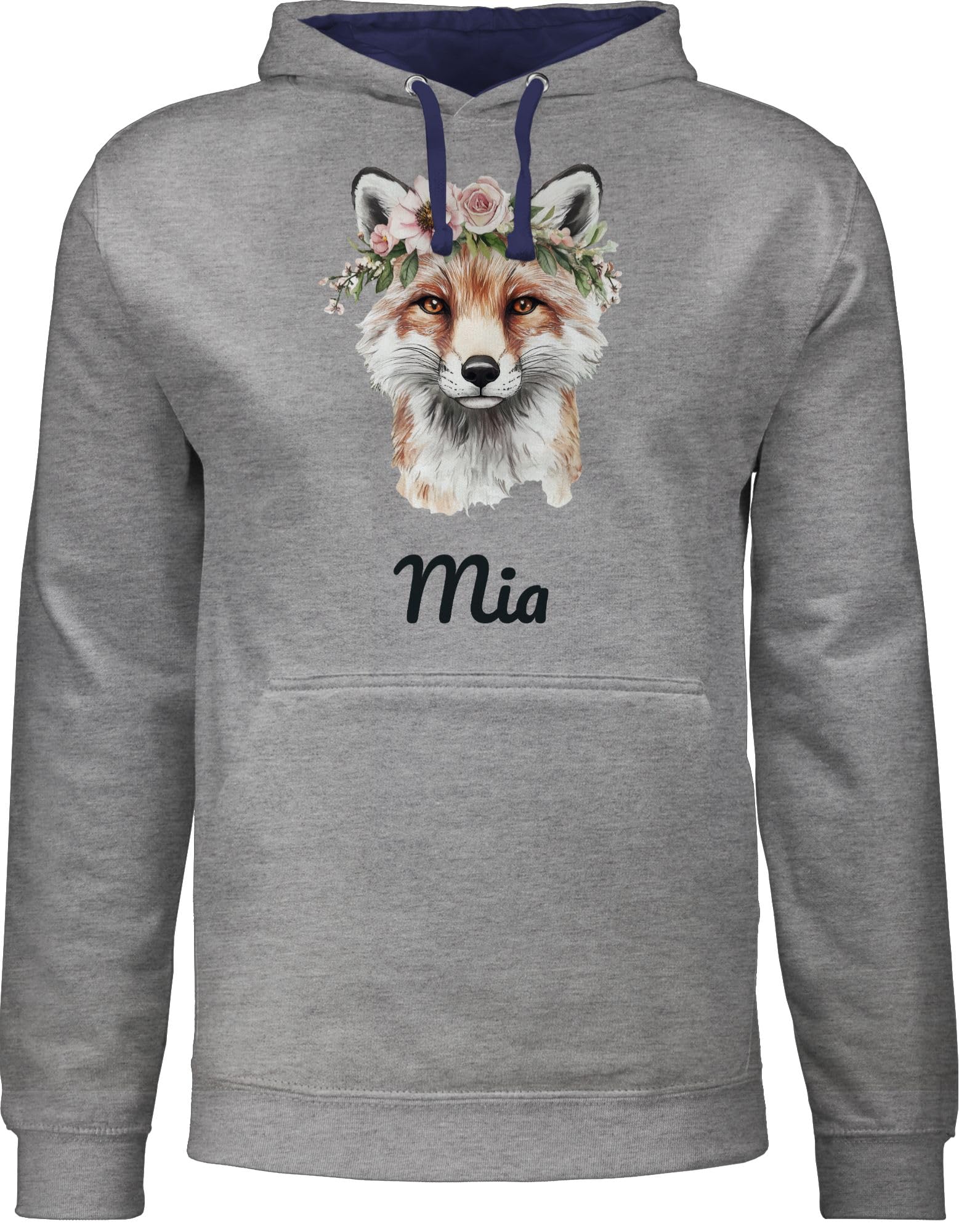 Geschenk mit Namen personalisiert by Shirtracer - Pullover Herren Frauen Hoodie Kontrast zweifarbig - Fuchs - Fuchsmotiv | Geschenk für Fuchsliebhaber | Tierfreunde | Clever Fox