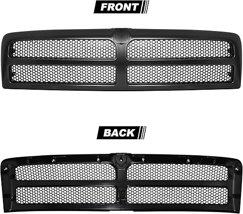 Miniatura 3 de Rejilla compatible con Dodge Ram 1500 2500 3500 malla frontal de panal negro mate 1994-2002 1994 1994 1994 1995 1996 1997 1998 1999 2000 2001 2002
