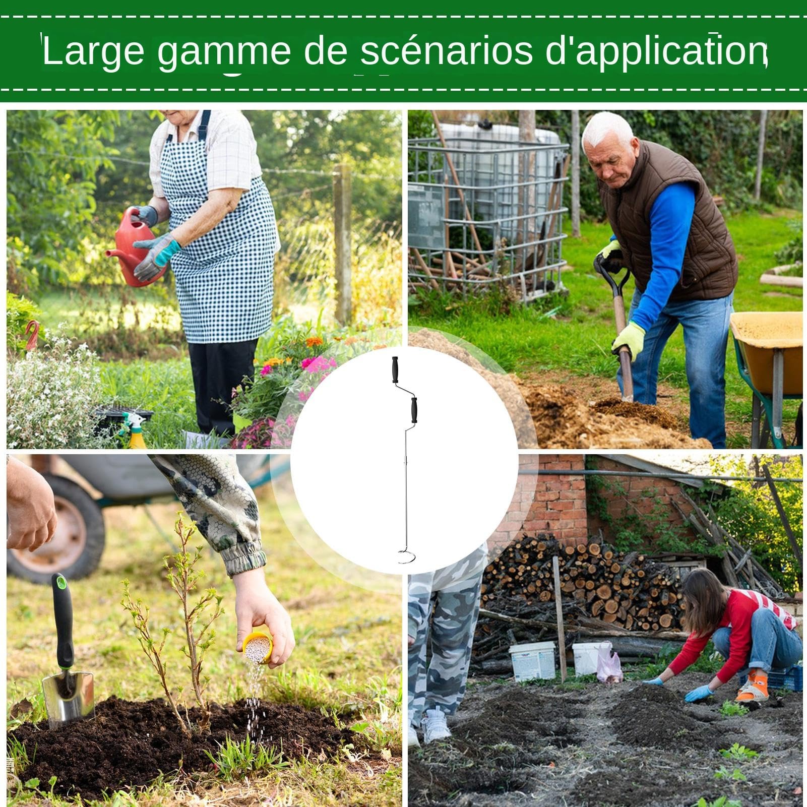 Aireador de compost de jardín - agitación de compost, barra de mezcla de | suelo | Twist de compost manual, mango ergonómico de acero inoxidable, dispositivo compacto para pequeños b