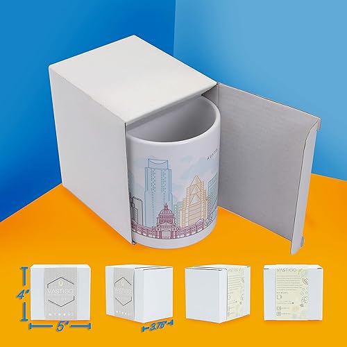 Miniatura 5 de Vastigo Taza de cerámica de 11 onzas con caja de regalo, las mejores ciudades de Estados Unidos para café, té, apta para lavavajillas, apta para