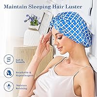 Vista 9 de Gorro de satén de seda ajustable para envolver el cabello para dormir, gorro de dormir de doble capa, turbante nocturno para cabello largo y rizado