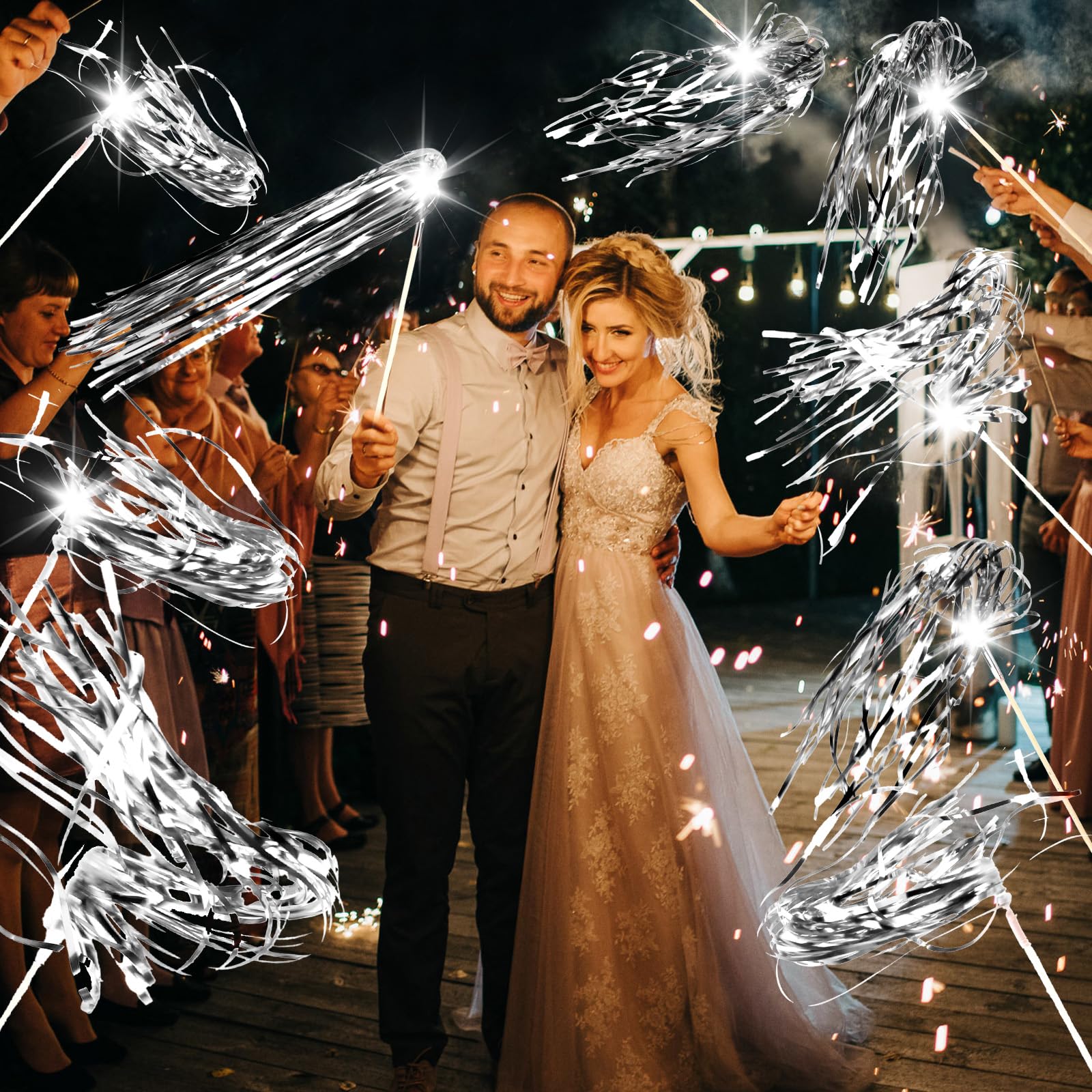 100 bacchette luminose per matrimoni, feste, compleanni, Natale, colore: argento
