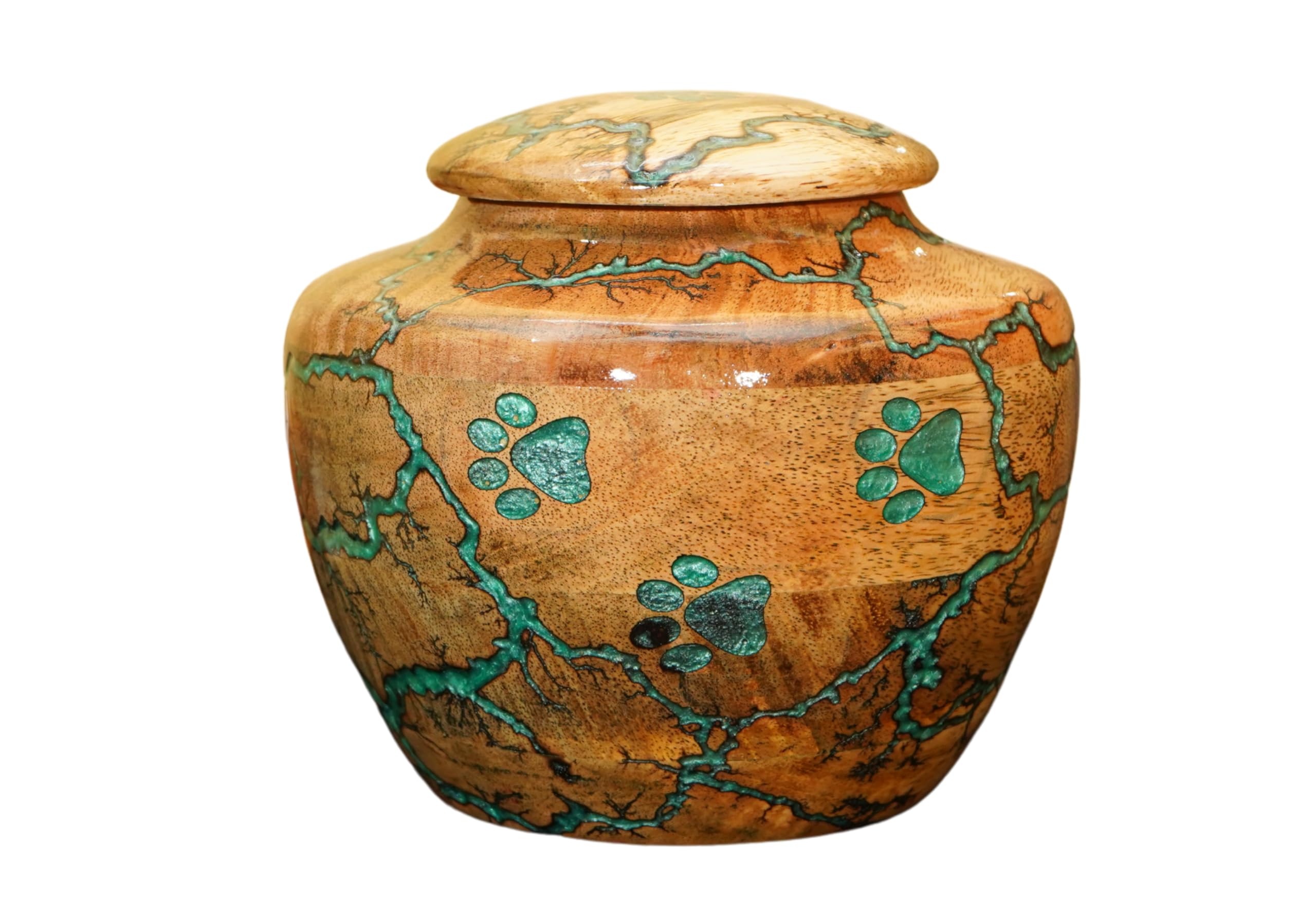 Wooden Urn for Pet Ashes Urn for Dog urn for cat Cremation Pets Memory Box Handcrafted urns Box Multi Colors (Light Green, X-Small 20 LBS)