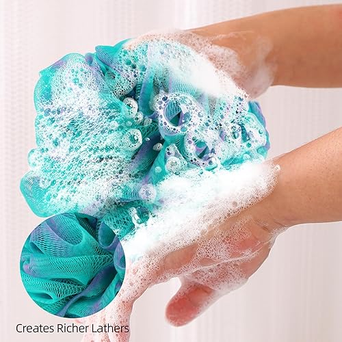 Miniatura 2 de Fu Store Esponjas de baño, esponjas de ducha, 2.16 onzas, bolas de malla, esponja para baño para hombres y mujeres, paquete de 4 esponjas de