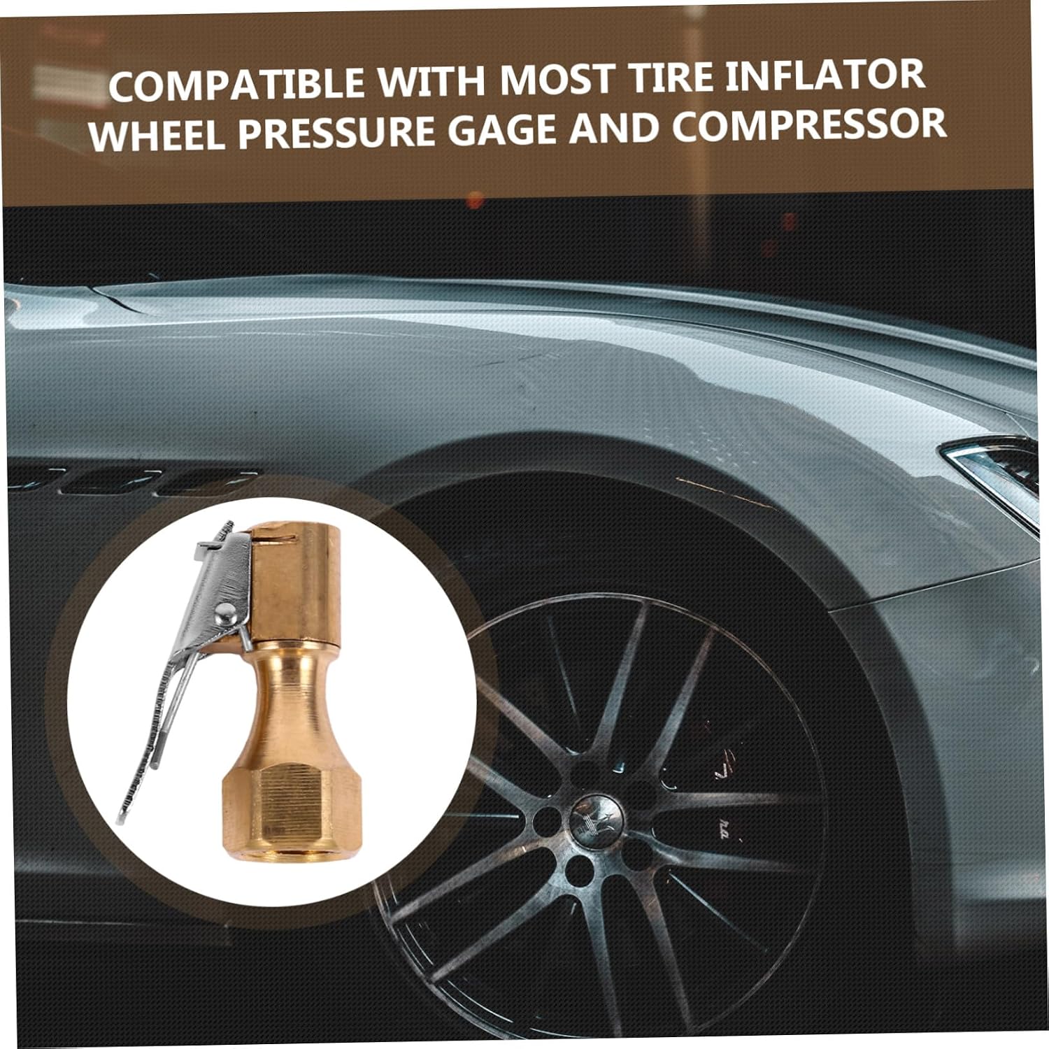 5 Pcs Heavy-Duty Copper Air Chuck with Locking Clip for Tire Inflator Straight Design Construction Tire Valve Attachment Compatible with Inflators