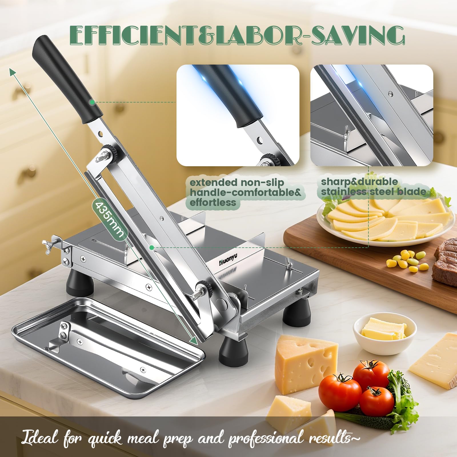 Huanyu Coupe fromage 1-55mm Epaisseur ajustable Coupe fromage pour bloc de fromage Trancheur alimentaire multifonctionnel pour beurre, pain, saucisse et légumes
