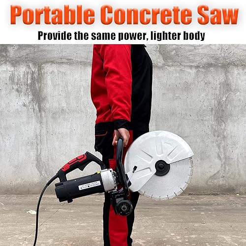 Miniatura 3 de JACKCHEN Sierra de hormigón de 14 pulgadas, sierra de corte eléctrica de 3000 W, profundidad de corte de 110 V 4.8 pulgadas y amoladora eléctrica