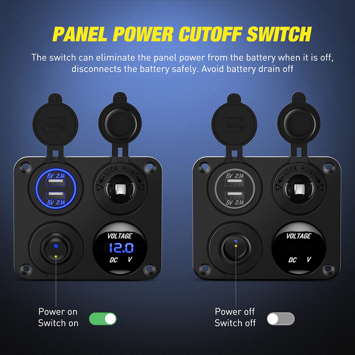 Nilight 4 in 1 ON/OFF Charger Socket Panel Dual USB Socket Power Outlet ...