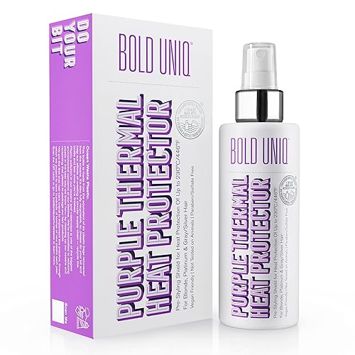 Miniatura 2 de Bold Uniq Paquete de spray protector contra el calor morado y mascarilla para el cabello morado. Formulado para cabello rubio, platino, ceniza y
