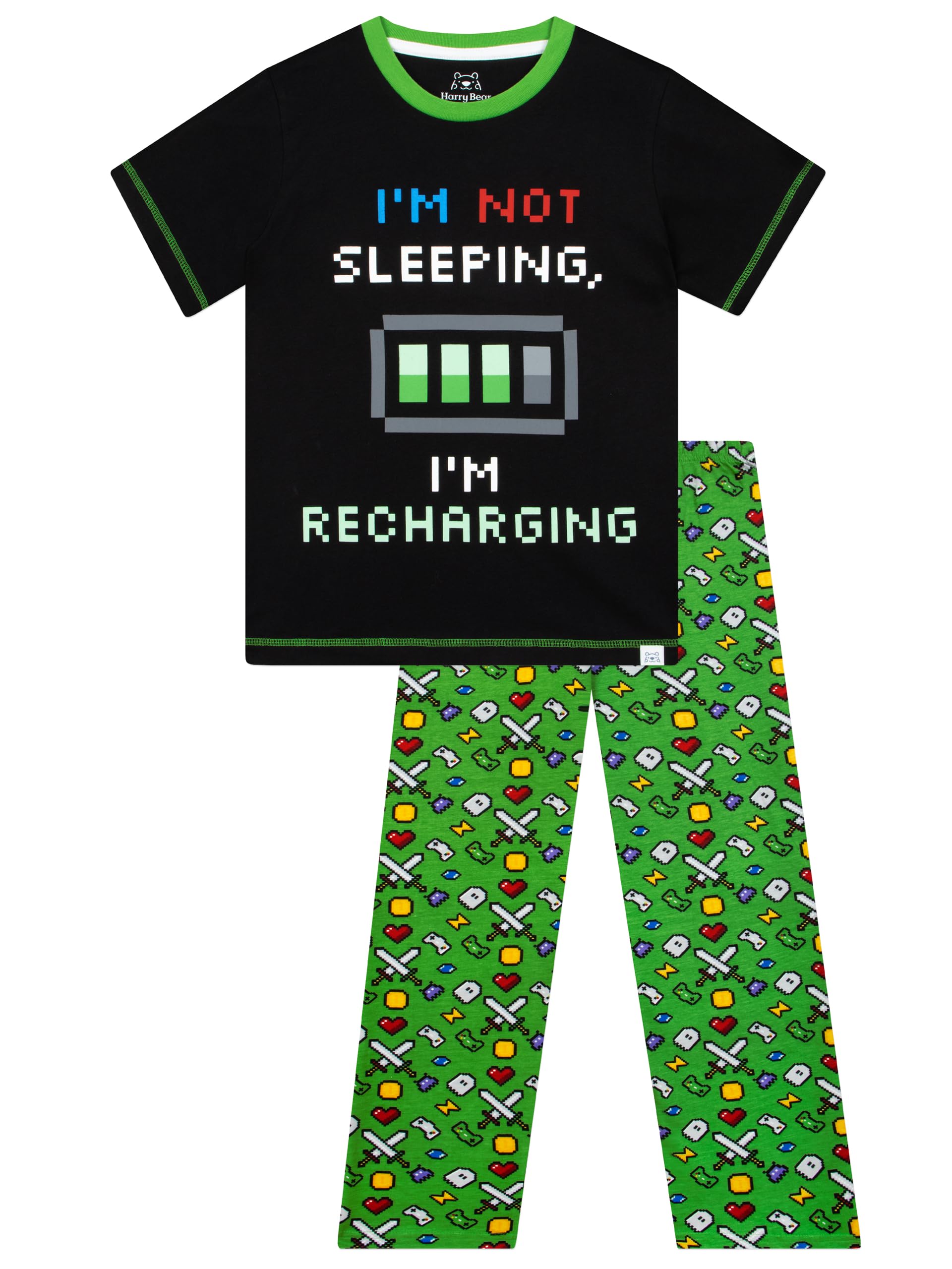 Harry Bear Boys Green Gaming Pyjamas | Gaming Pyjamas | ’ Pyjama Sets | 12 To 13 Years