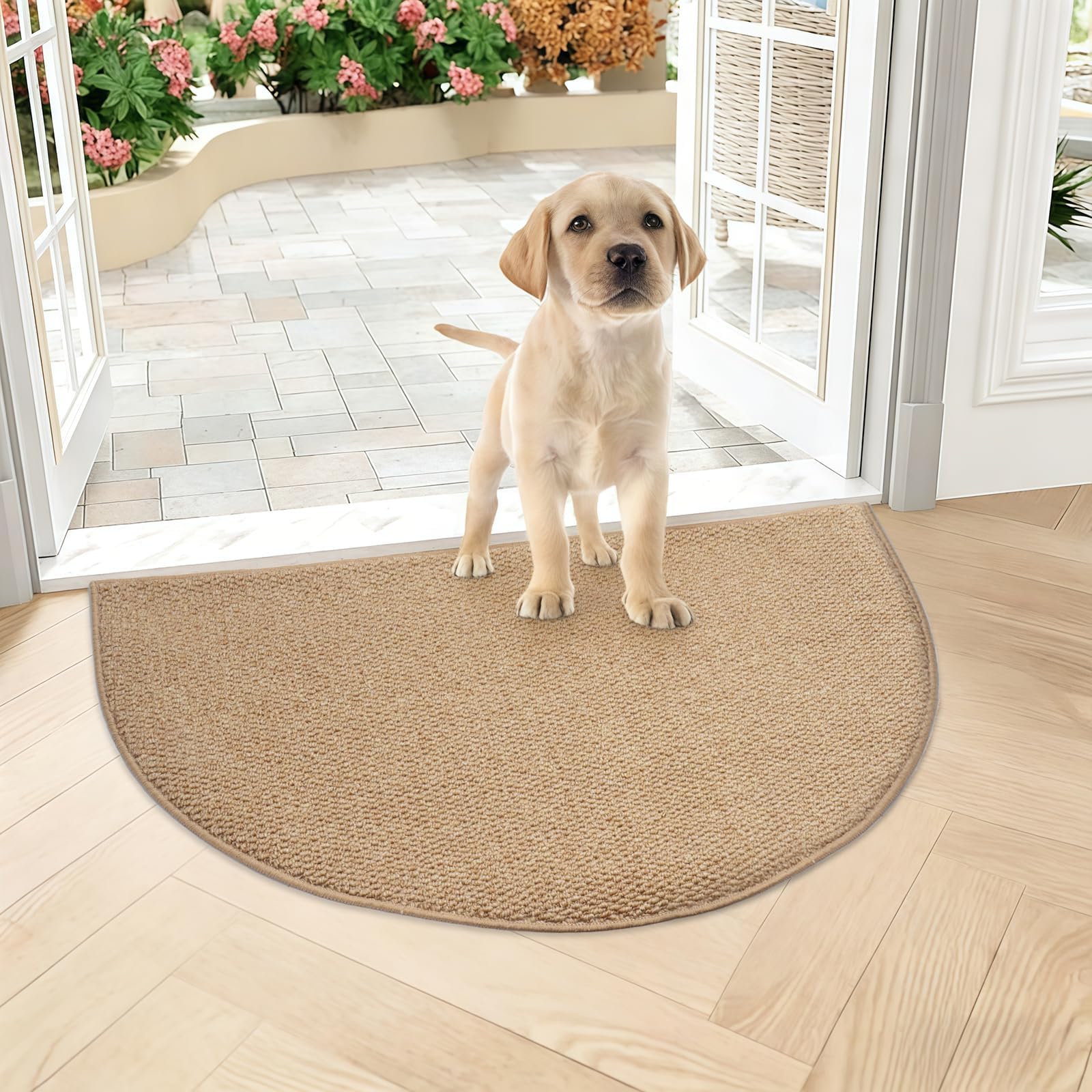 SZSMART Half Moon Door Mat 80x120cm Dirt Trapper Door Mats Indoor Non-Slip Inside Door Mat Absorbent Soft Brown Door Matt Washable Outdoor Doormat Entrance Mat for Front Door Back Door Muddy