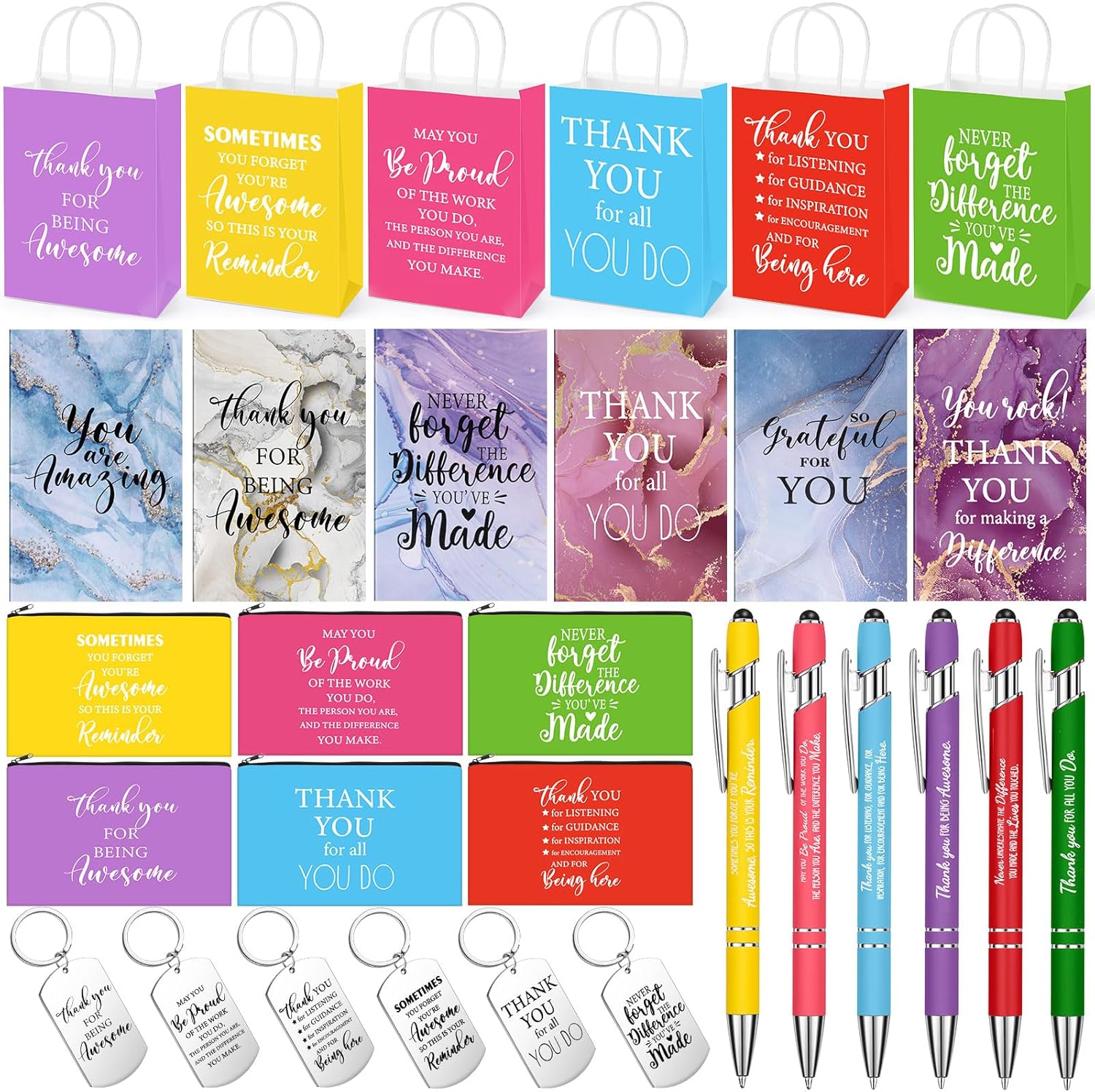 30 Pcs Mother's Day Floral Christian Gift for Women Include 6 Bible Verse Makeup Pouch 6 Religious Gift Bag 6 Keychain 6 Inspirational Flower Notepad 6 Ballpoint Pen for Catholic Party Favor