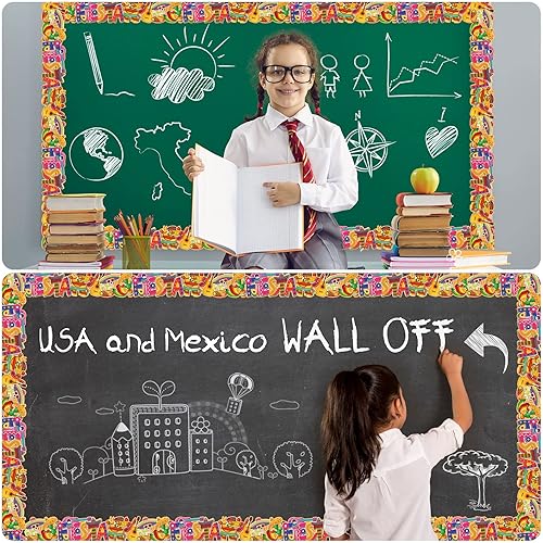 Miniatura 7 de Borde espeluznante de Halloween de 68.9 pies, borde de tablón de anuncios, mariposas, flores, abeja, espacio inspirador, lindo borde para el aula,