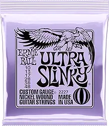Cordas para guitarra elétrica Ernie Ball Ultra Slinky, revestimento de níquel, calibre 10-48