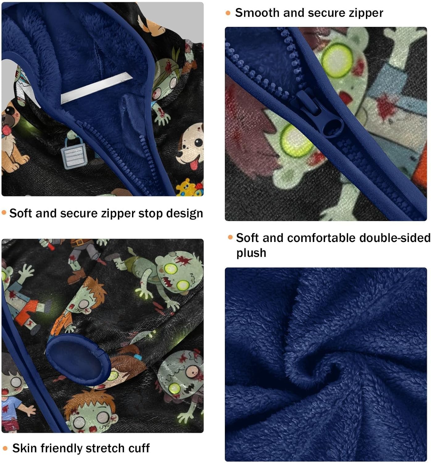 GuoChe Halloween Cartoon Characters Fabric Fleece Zip Up Jacket Outerwear Jackets