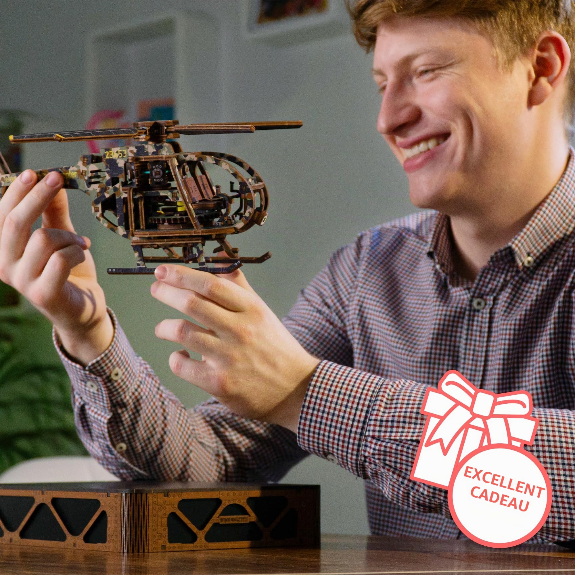 WOODEN.CITY Helicopter Limited Edition - Puzzle 3D Adulte, Maquette en Bois à Construire, Maquettes et Modélisme, Construction Adulte, 178 Pièces - Idéal Cadeau pour Homme, Partenaire ou Collègue