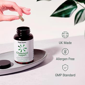 Cholesterol Control - Plant Sterols, Red Yeast Rice, VIT B3, Artichoke Leaf, Garlic, BioPerine - UK Made