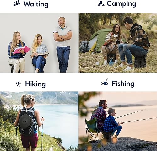 Miniatura 5 de Taburete plegable portátil mejorado con cojín de asiento y bolsa de nailon, taburete ajustable con capacidad de carga de 350 libras, taburete