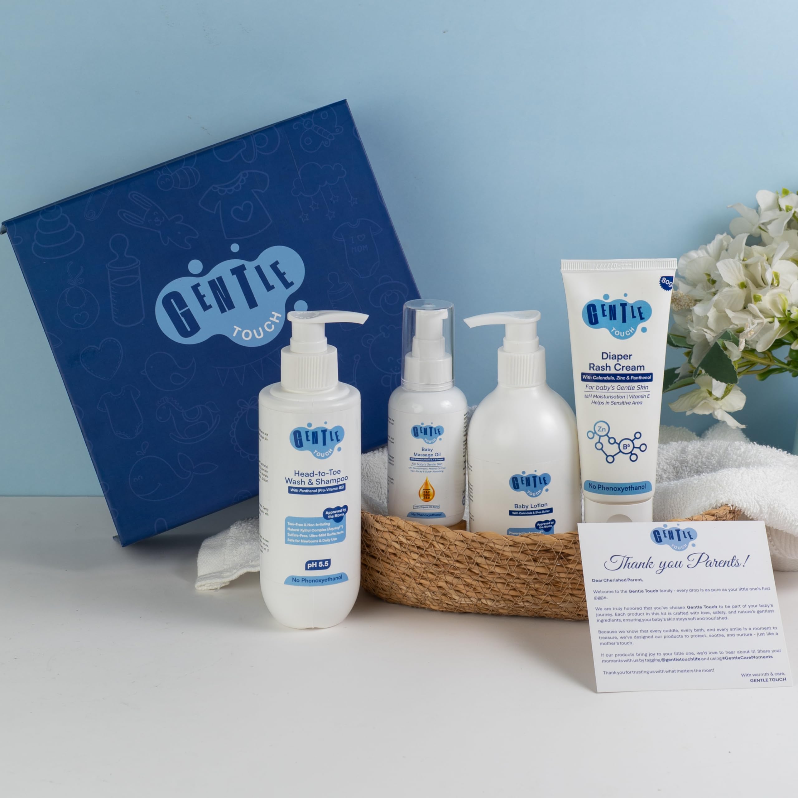 Gentle Touch Complete Baby Care Kit, 4-in-1 Newborn Skincare Combo with Wash & Shampoo, Lotion, Massage Oil, Diaper Rash Cream, Natural Ingredients-image-45