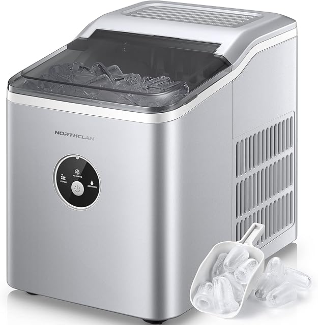 Ice Maker Machine Countertop for Home, Make 28 lbs 24 Hrs, With LED Display, 9 Ice Cubes Ready in 6 Minutes, 2L with Ice Scoop & Basket, Portable Ice Cube Maker for Party, Office, Bar, RV, NORTHCLAN