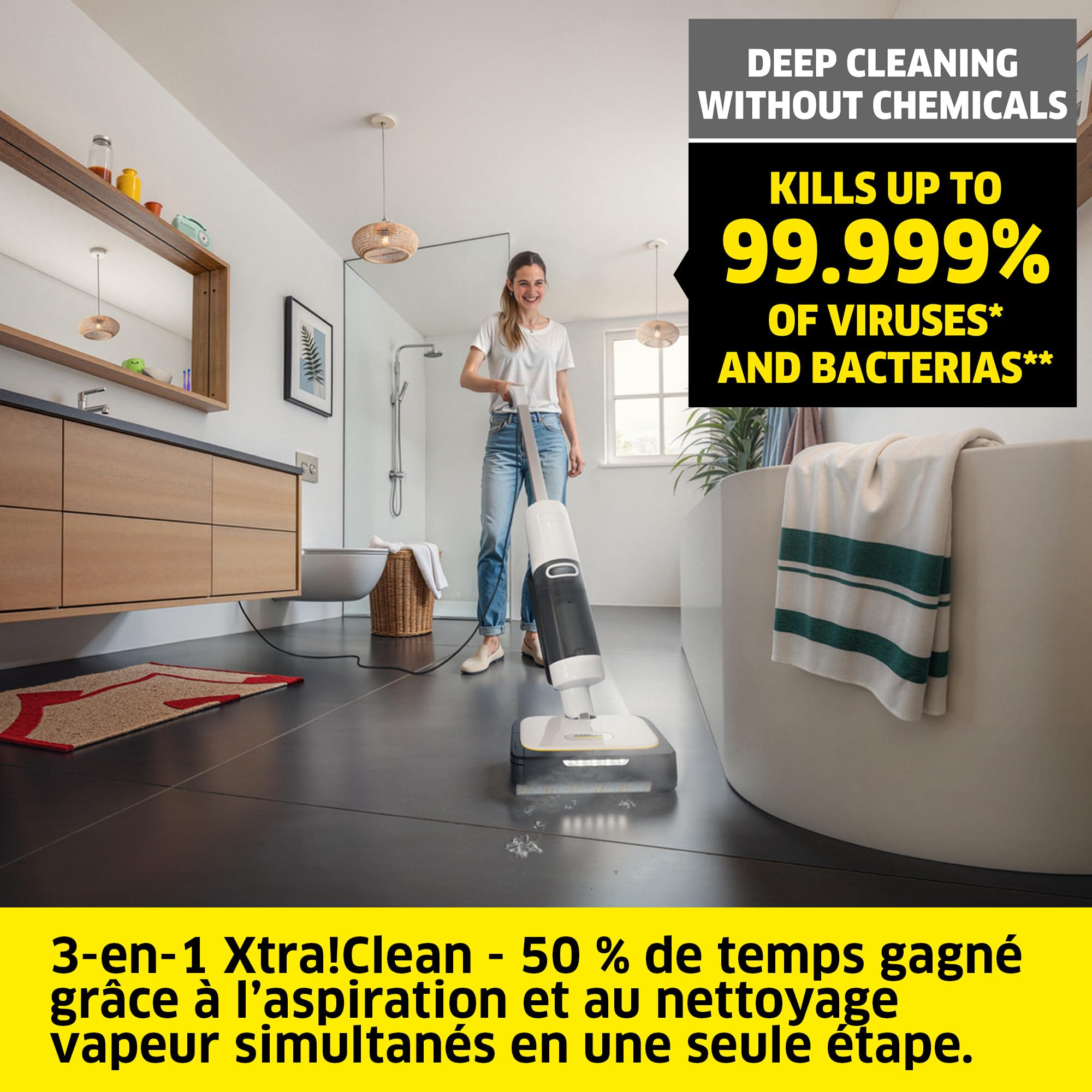 Kärcher aspirateur laveur avec vapeur SCV 4 Steam Vac, solution 3-en-1