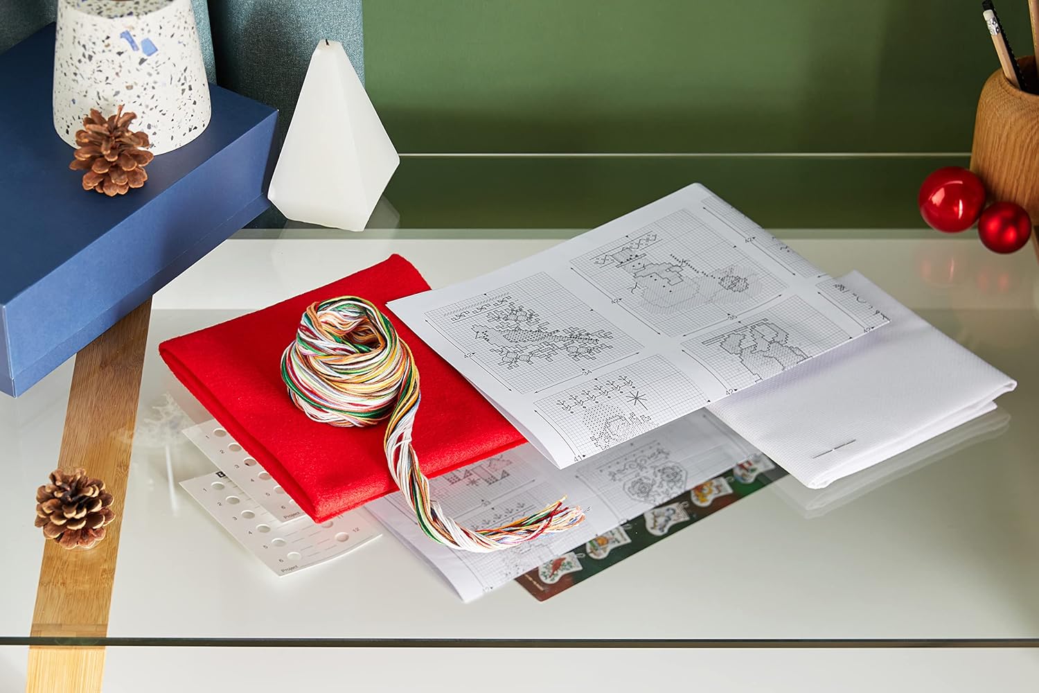 Bucilla Counted Cross Stitch Ornament Kit, 84293 Tiny Stocking, White