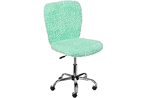 Adorable Mint Faux Fur Task Chair Designed for Teens