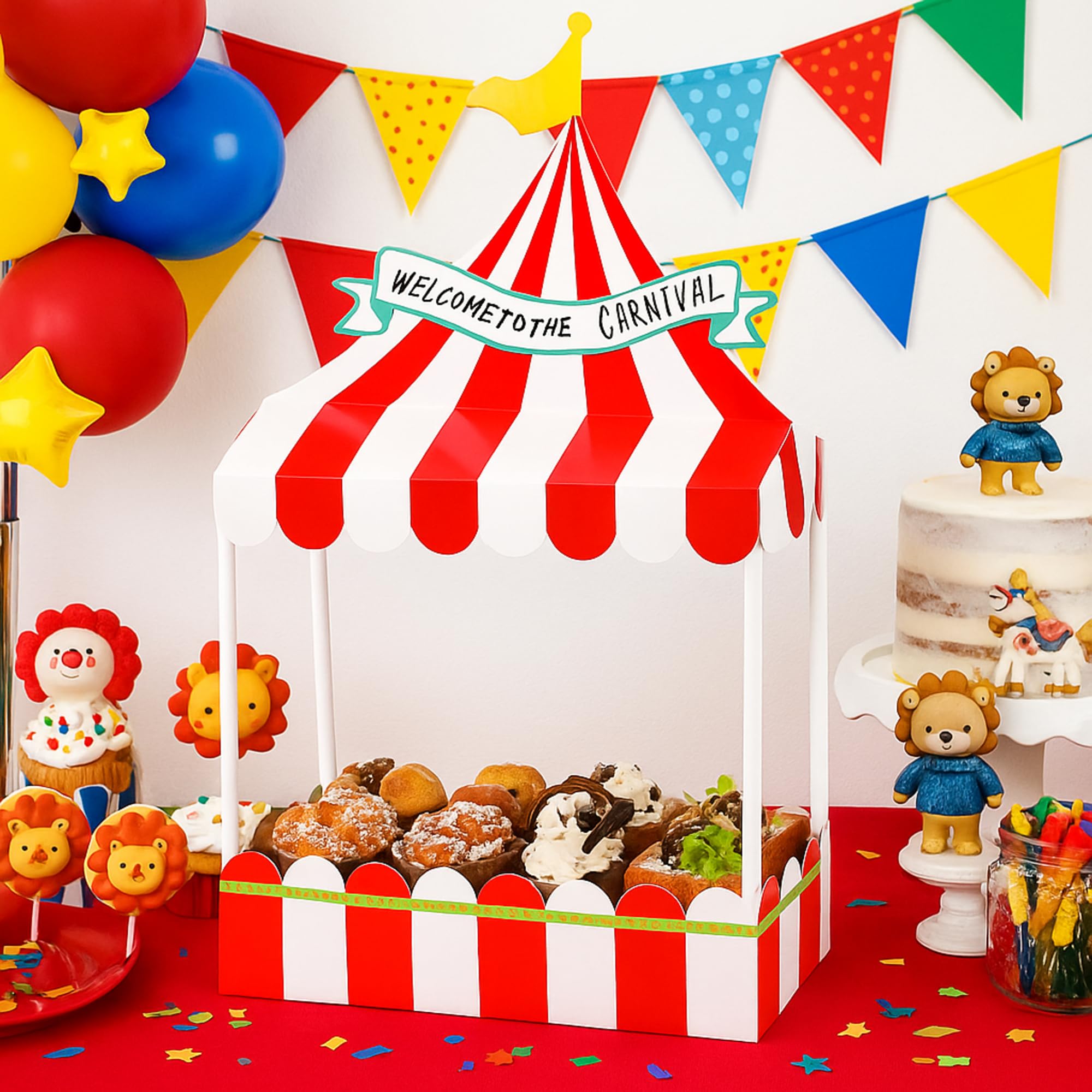 circus tent Wonderjune Cupcake Stand Red White Carnival Dessert Display Circus Dream Tent Backdrop Volume:5 L Consultation Only IKEA HACK: DIY-Kaufladen für