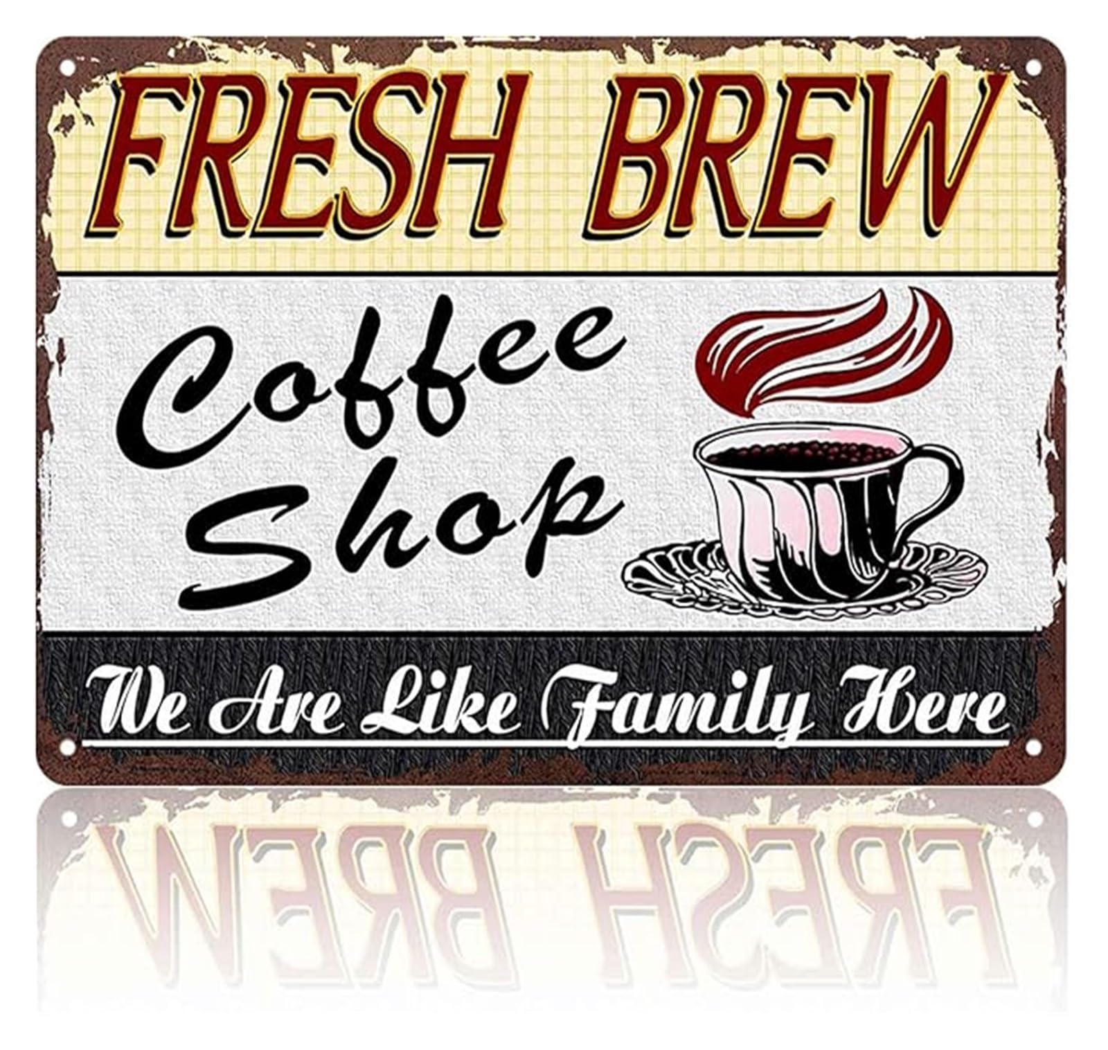 ZDVHOMCB Humorous Coffee Lover Sign Fresh Brew Aluminum Metal for Cafe Bar Restaurant Wall 8 X 12 in
