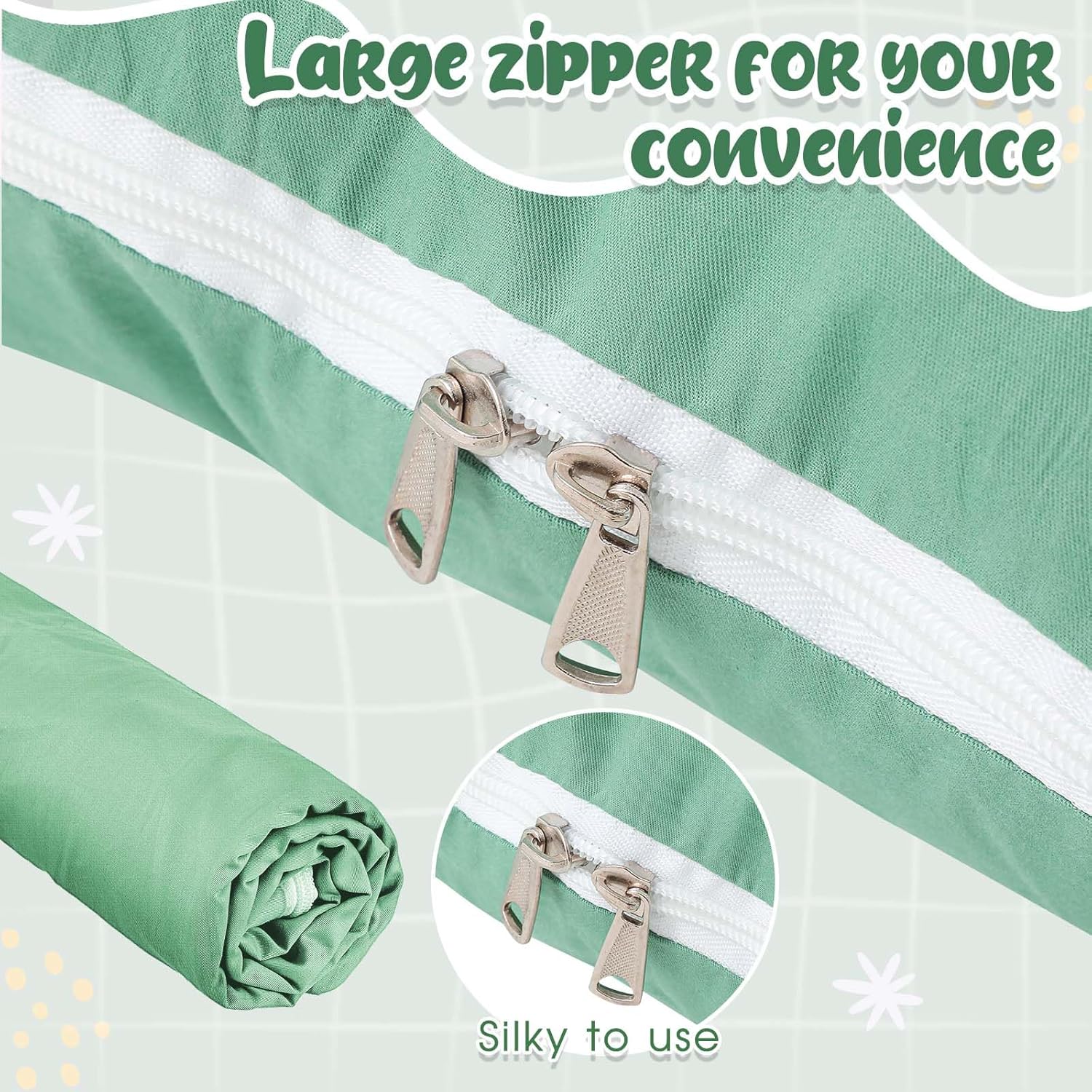 3 Pcs U-Shaped Pregnancy Pillow Cover, Cotton Maternity, Soft Breathable Fit for 55"x31" Body Pillow(Bright Color)