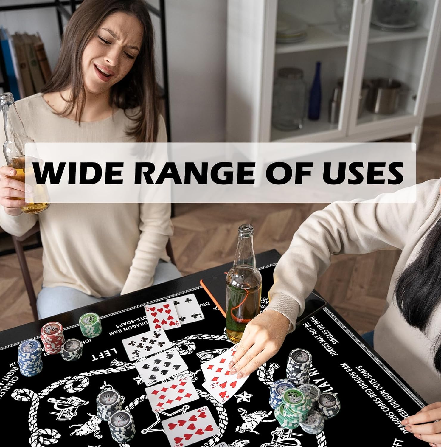 Black adn White Western Rodeo Cowboy Bull Skull Mahjong Mat 31.5x31.5 Inch, Non-Slip and Noise Reduction Mah Jong Table Mat Cover Gifts for Mahjong Lovers Poker Board Games Dominoes