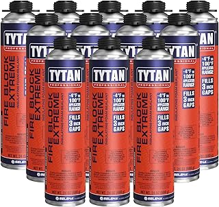 Fire Block Extreme Orange Fire Blocking Foam Sealant - 24oz Gun Foam for Gaps, Cracks, Walls, Joints, Electrical Outlets & Pipes - Works in -4°F to 100°F (12 Pack)