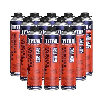 Fire Block Extreme Orange Fire Blocking Foam Sealant - 24oz Gun Foam for Gaps, Cracks, Walls, Joints, Electrical Outlets & Pipes - Works in -4F to 100F 12 Pack