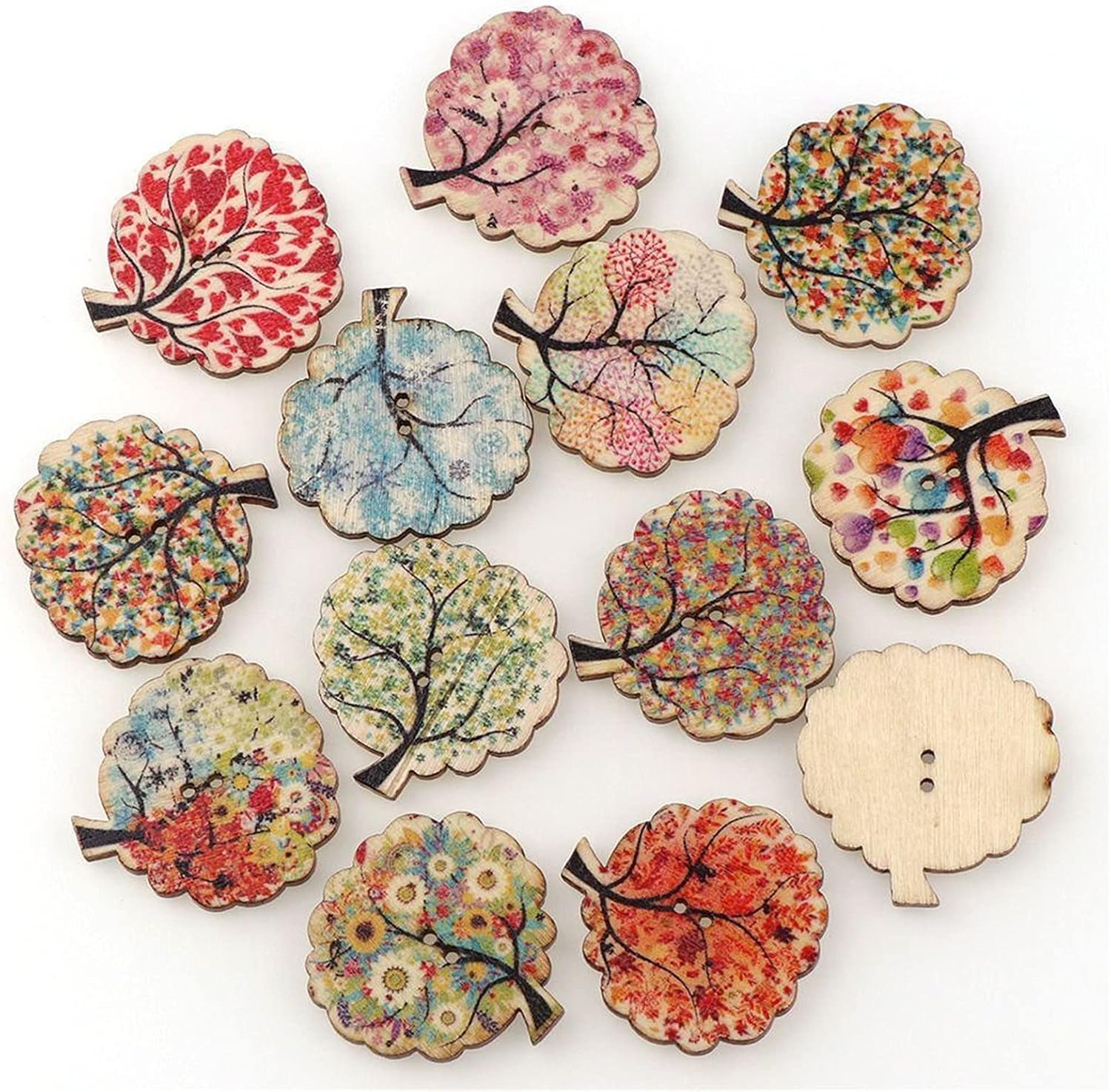 洋服ボタン カラフルな緑の木の木の装飾的なボタン2の穴30pcシリーズ木のボタン縫製スクラップブッキングの子供服のためのスクラップブッキング Farbe 捧呈 Zimt