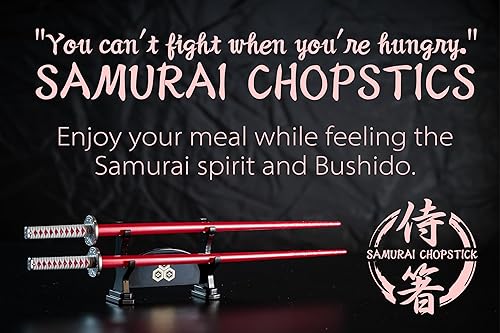 Miniatura 3 de Asai Nagamasa - Palillos japoneses Katana Samurái. 9 pulgadas9.1 in. con soporte de espada tipo palillos y bolsa de espada tipo estuche de cubiertos