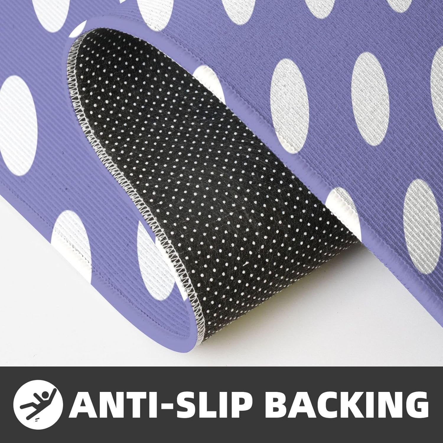 Light Purple Polka dot Print (C) Kitchen Rugs Sets of 2 Non Slip Washable, Anti Fatigue Kitchen Mats for Floor, Home Decor