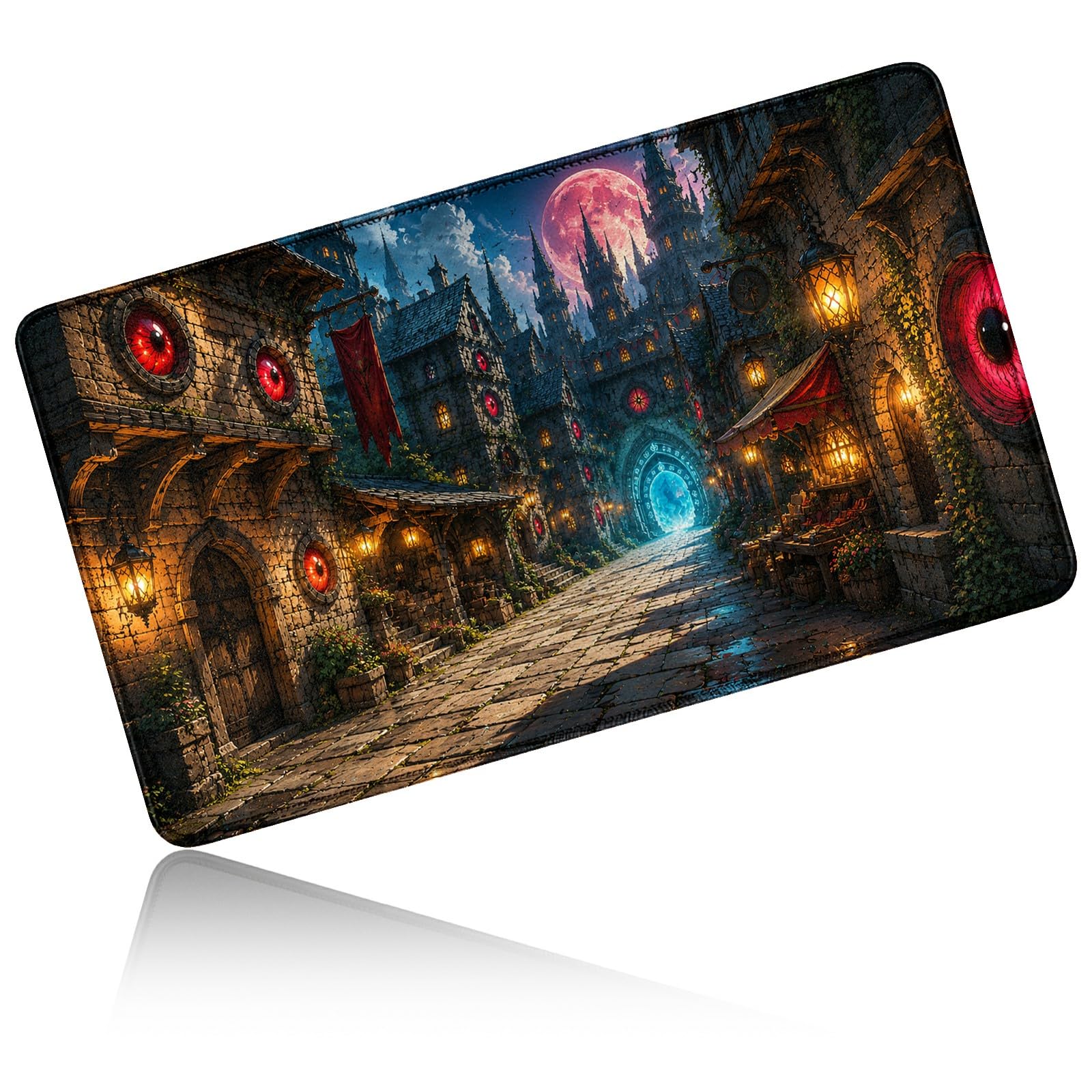 Dikoer for MTG/TCG Playmat 24" x 14" Commander Deck Mat, Magic Eye Town